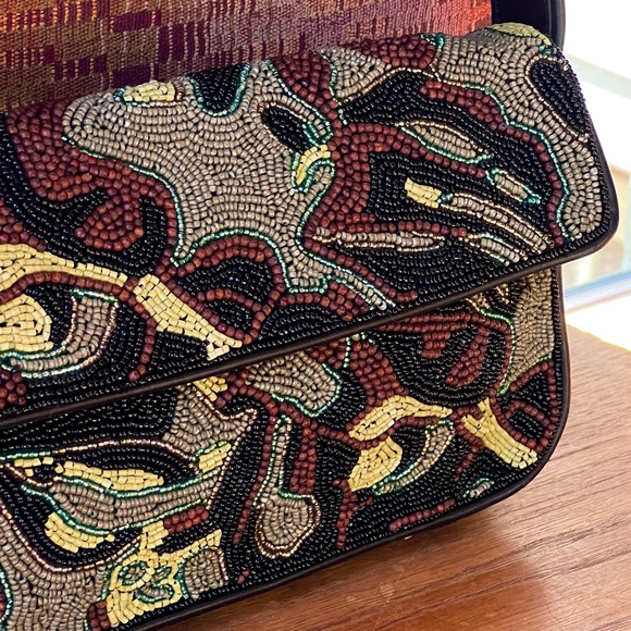 🌺🎉HP🎉🌺 NWOT Staud Beaded Tommy Shoulder Bag Tropical Camo 🌟Rare Find🌟 - Picture 3 of 16